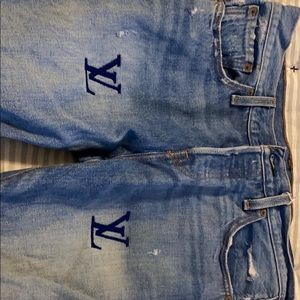 Levi 501s with LV Embroidery